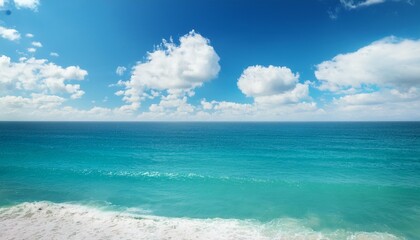 azure ocean and fluffy clouds on a sunny day