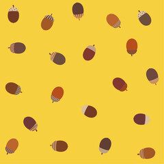 かわいい帽子を被ったどんぐりの壁紙黄色