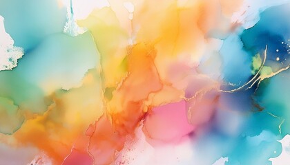 abstract watercolor background with grunge texture in blue pink orange yellow beige and green...