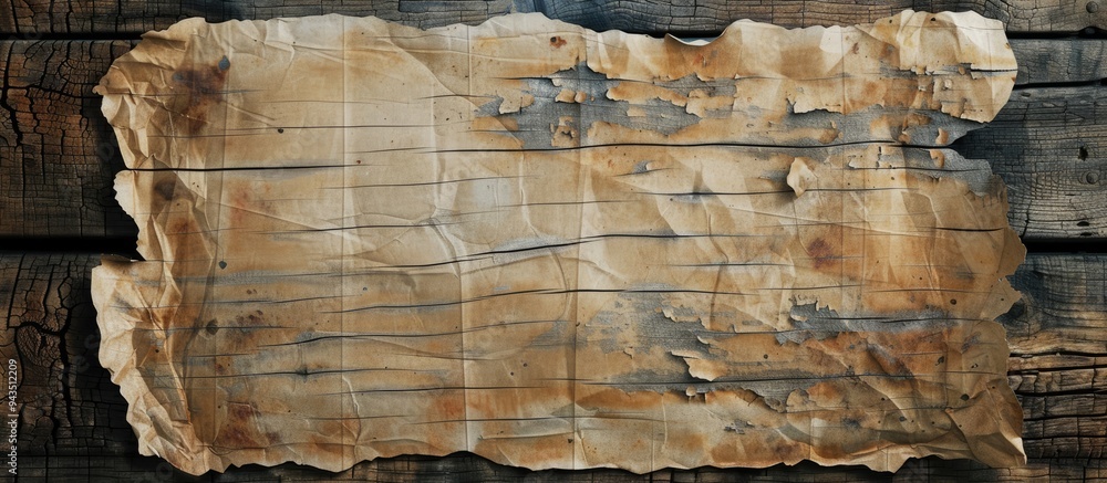 Poster Old paper background on weathered wood with copy space image