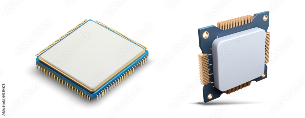 Leinwandbilder microchip vector illustration on white background. creative processor 3d icon for web design, templa