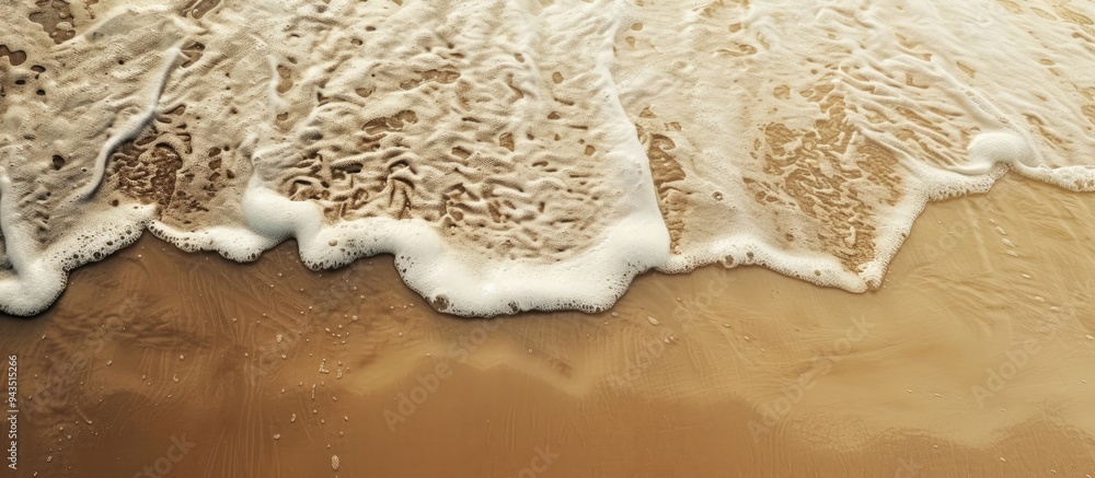 Poster soft waves gently caress the sandy beach creating a natural abstract background with copy space imag