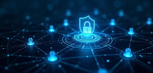Obraz premium Network Security Shield: Advanced Cyber Protection System for Enterprise Data and Cloud Computing Infrastructure