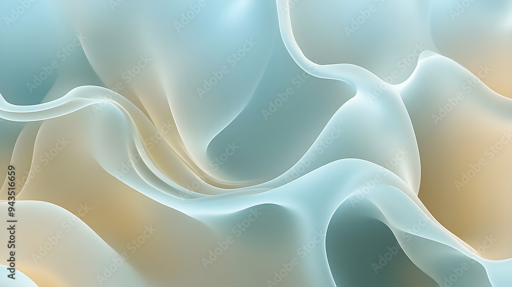 Poster abstract khaki and sky blue waves blend seamlessly, creating a tranquil and soothing background with