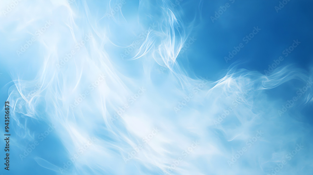 Poster a serene abstract sky features a vibrant blue background with subtle wisps of clouds creating a tran