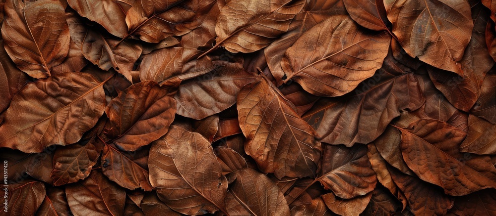 Poster the dry teak leaves have a visually appealing texture suitable for a background in a copy space imag