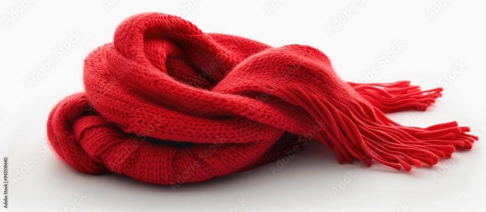 Poster An isolated red scarf against a white background creating a single object with ample copy space for a Christmas themed image