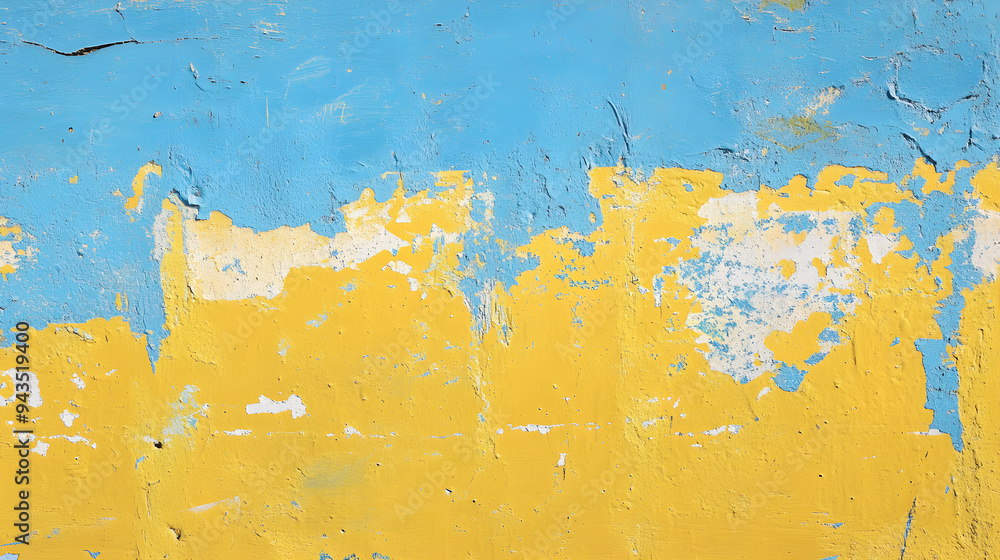 Poster mustard yellow and sky blue abstract patterns create a vibrant and textured background full of artis