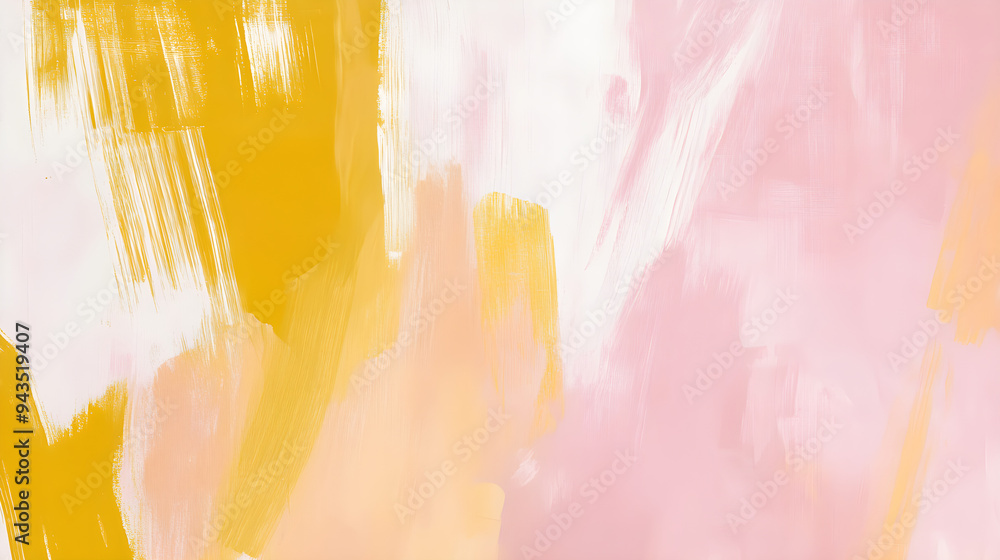 Poster bright mustard yellow and soft pink blend together in an abstract pattern, creating a warm and invit