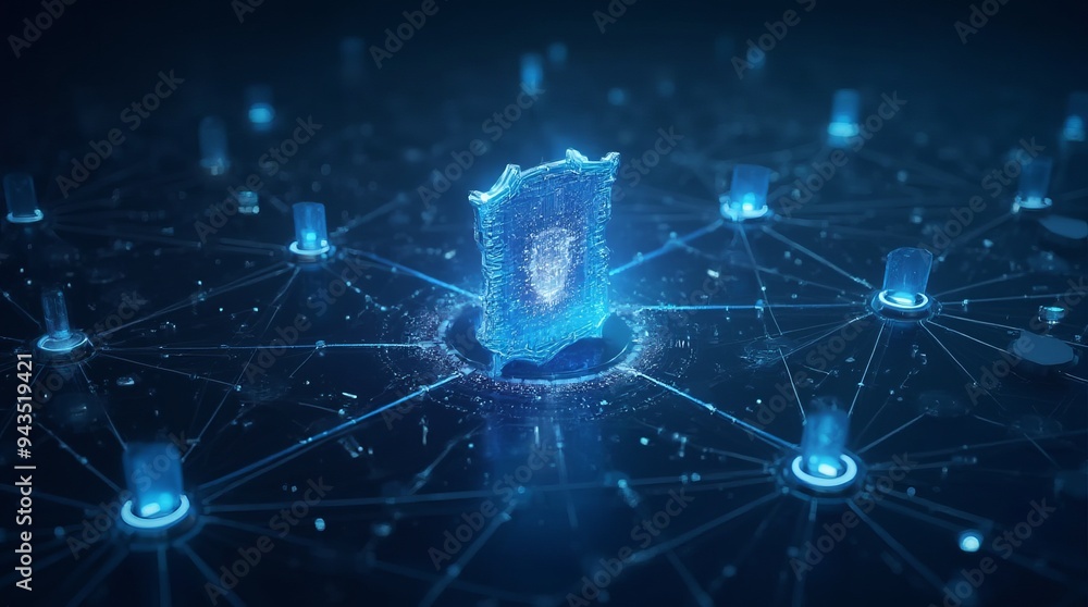 Poster global digital shield protection: advanced cybersecurity network for worldwide data defense and info