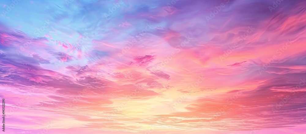 Aufkleber Vivid gradient colors paint the sunset sky creating a unique sky texture forming an abstract nature background with copy space image