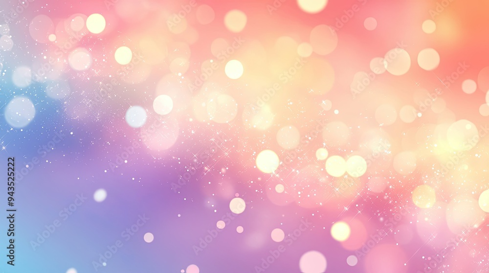 Poster abstract pastel background with floating bokeh lights in a vector illustration, evoking a soft and g