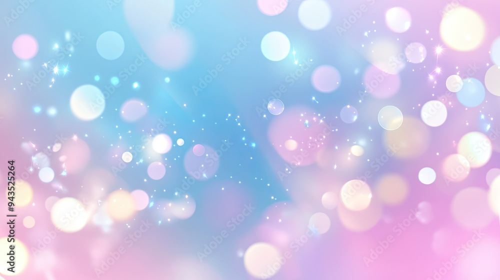Poster abstract pastel background with floating bokeh lights in a vector illustration, evoking a soft and g