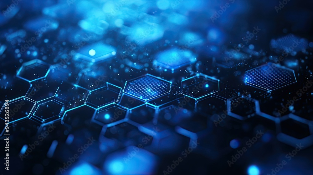Aufkleber abstract technology background featuring a complex network of hexagons and digital lines, with a vib