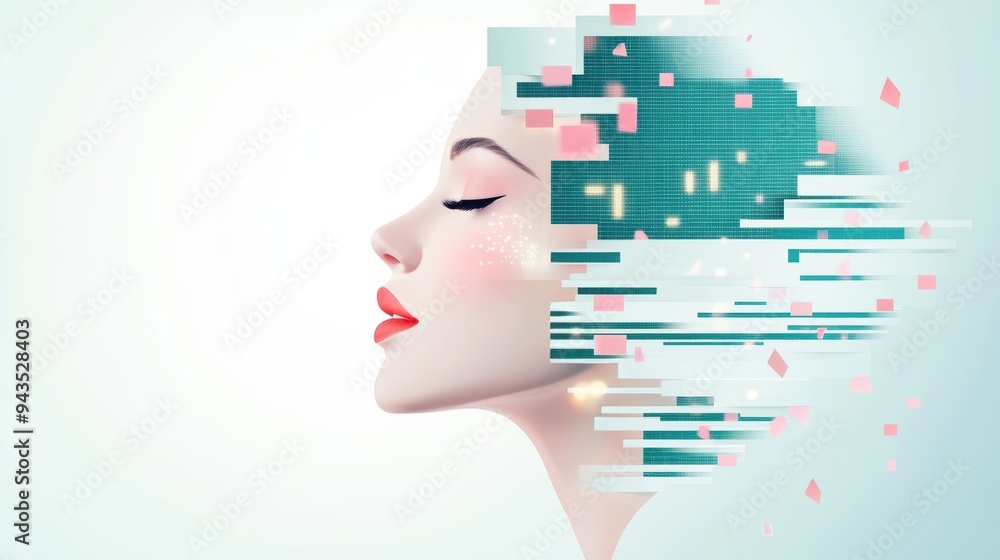 Poster a stylized illustration of a customer voice being transformed into data points, processed by an ai s