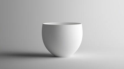 Minimalist white bowl set against a gray backdrop showcasing smooth curves and simple design elements for modern decor