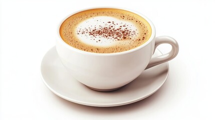 A cappuccino with frothy milk, coffee element, 3D illustration, smooth and creamy, isolated on white background