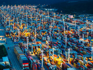 Ningbo-Zhoushan Port at dusk
