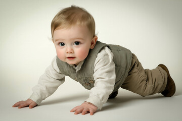 Baby Crawling On White Background