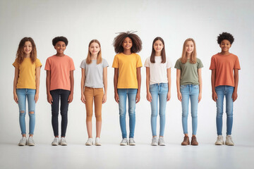 Obraz premium Diverse Kids On White Background