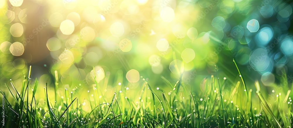 Poster meadow wild grass creates bokeh blur background in a copy space image
