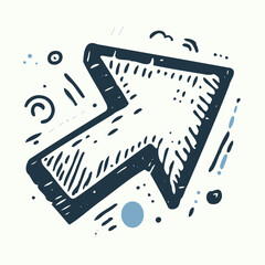 Hand-Drawn Playful Arrow Vector with Sketch-Like Edges in Pastel Colors