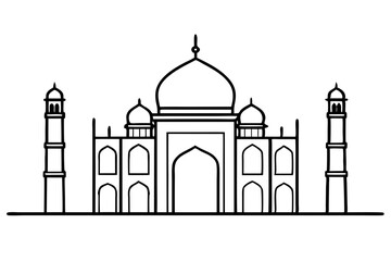 Elegant mosque silhouette vector line art illustration