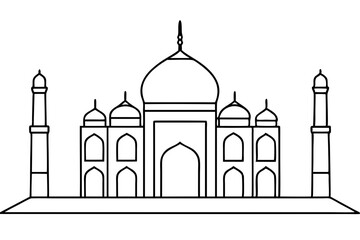 Elegant mosque silhouette vector line art illustration