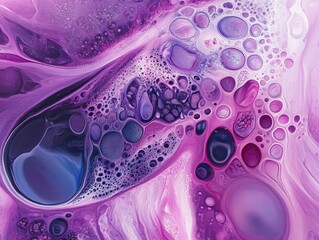 Exploring vibrant purple fluid art with intricate patterns and textures