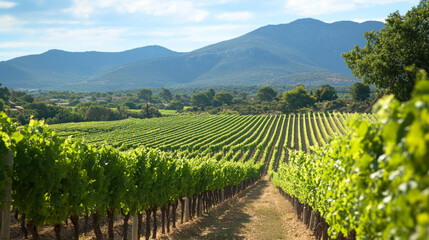 Fototapeta premium Scenic view of a vineyard in the countryside
