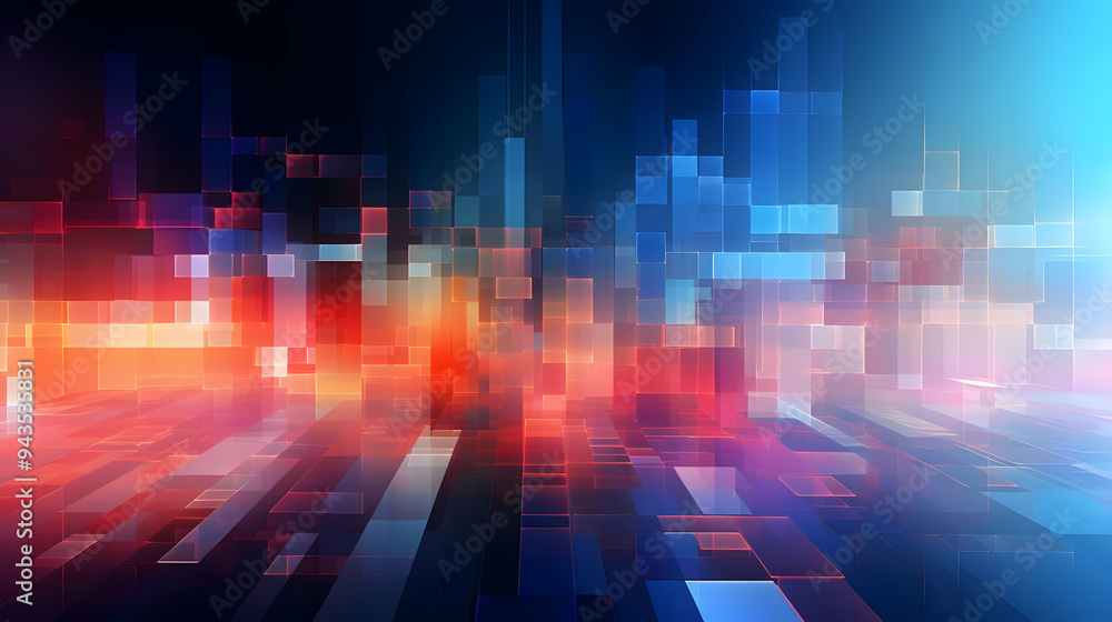 Aufkleber abstract digital background with red and blue blocks in a futuristic design