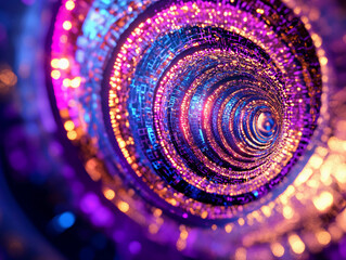 cryptocurrency flowing through a virtual pipeline, with glowing coins traveling along a neon-lit network