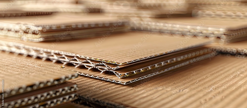 Poster layers of corrugated cardboard are arranged on the table with ample copy space image