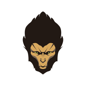 wukong, monkey wukong head with serious expression, monkey logo game, mutan, monkey animal wild