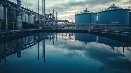 Water treatment tanks at a power plant  essential infrastructure for sustainable energy production