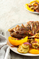 This delicious meal features tender baked turkey with zucchini, sweet peppers, and onions, nutritious option