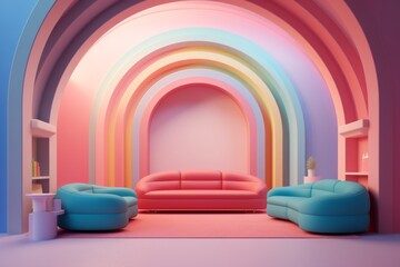 Pastel Rainbow Archway Interior Design