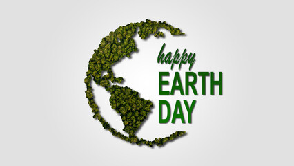 Save the earth concept green 3d illustration. Earth Day. International Mother Earth Day. Environmental problems and environmental protection. Limit Global warming and save the world.
