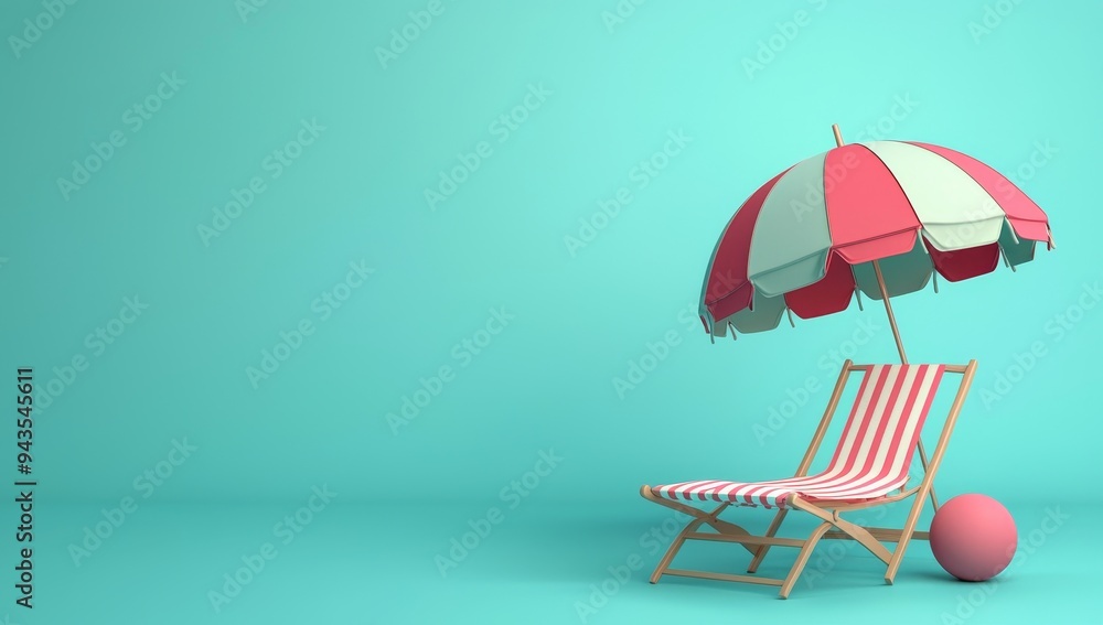 Poster rendering of abstract minimal background with summer beach scene for presenting products.