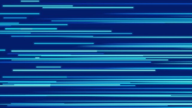 Horizontal blue lines, abstract background of lines on dark blue background, animated tech backdrop in 4k motion design 