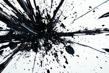 Stock image of an abstract black splash, paint, brushstrokes, stain grunge isolated on a white background, Japanese style.