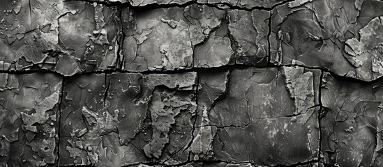 Obraz premium Black and white grunge stonewall with copy space image showing weathered texture