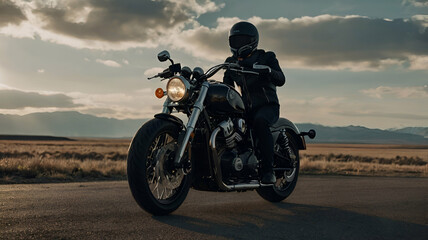 motorcycle on sunset