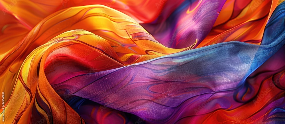 Poster abstract printed motifs on a fabric background create a visually appealing copy space image