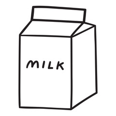 Milk pack. Outline isolated icon. Hand drawn design on white background. Vector illustration.
