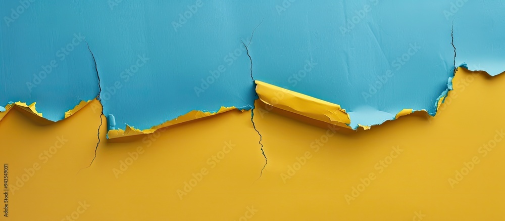 Aufkleber A torn yellow paper with a blue background featuring a symbolic message on keyword research with a blank area for additional visuals a copy space image