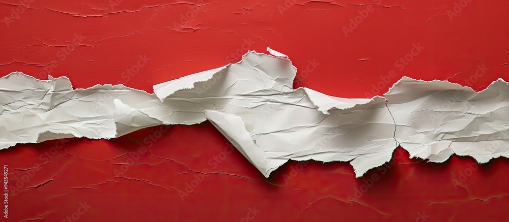 Poster A torn paper with a project timeline message is shown against a red backdrop symbolizing a project timeline with room for text or image. Creative banner. Copyspace image