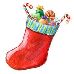 Hand-Drawn Christmas Stocking Illustration with No Background. Perfect for: Christmas, holiday season, festive events