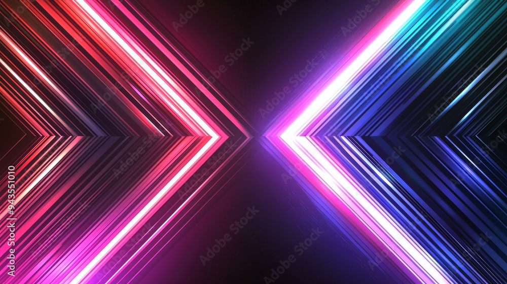 Poster a 3d render of a neon flash and light glowing on a dark background. lines of speed light moving quic