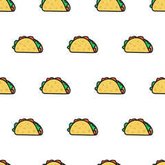 Seamless pattern. Taco. Food design. Illustration on white background.